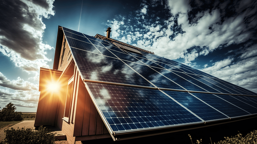 Casa con paneles solares